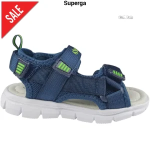 Sandali SUPERGA blu logo verde chiusura con strappo 24 - 35