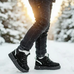 Scarpe KS by Sofia con laccio ed ecopelliccia nero 25 - 36