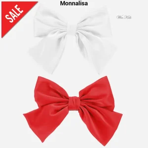 Set 2 fiocchi MONNALISA modello fermaglio in raso bianco e rosso