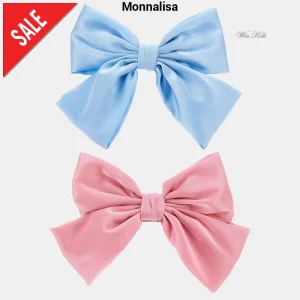 Set 2 fiocchi MONNALISA modello fermaglio in raso rosa e azzurro