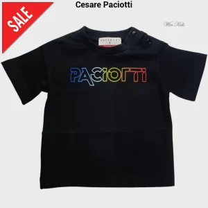 T-shirt CESARE PACIOTTI baby kids e junior nero logo multicolore 6 mesi - 16 anni