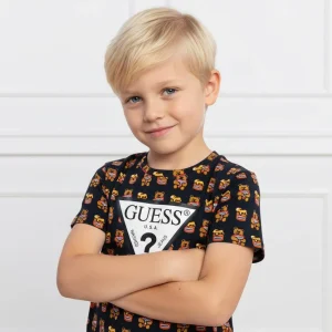 T-shirt GUESS blu con orsetti logati 3 mesi - 7anni