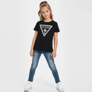 T-shirt GUESS nera logo laminato 8 anni - 16 anni