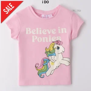 T-shirt i DO bambina rosa mezza manica stampa unicorno dalla 3anni fino alla 10anni