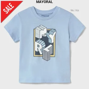 T-shirt MAYORAL azzurra con logo 6 mesi - 4 anni