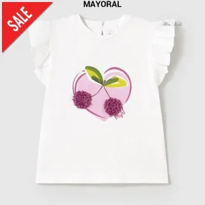 T-shirt MAYORAL con ciliegie cuore rosa 6 mesi - 4 anni