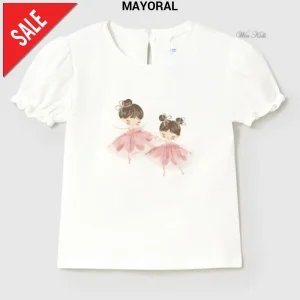 T-shirt MAYORAL in cotone con ballerine rosa 6 mesi - 4 anni