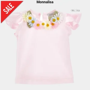 T-shirt MONNALISA rosa con margherite 3 mesi - 36 mesi