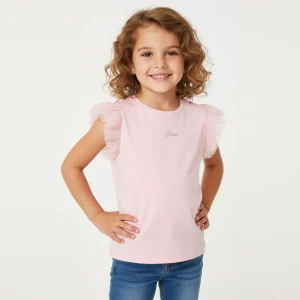 T-shirt GUESS rosa con maniche in tulle 2 anni - 7 anni