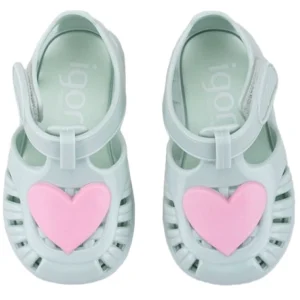 Sandali IGOR in gomma verde con cuore rosa 20 - 28