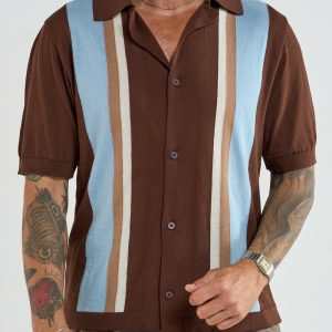 Polo Camicia Moro con Righe a Contrasto