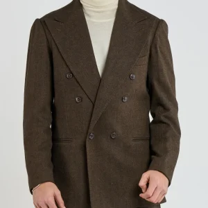 Giacca Jocket in Flanella Spigata Marrone Courmayeur