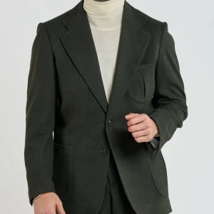 Giacca da Caccia Monopetto Spigato Verde Aspen