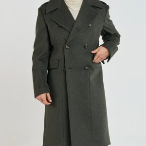 Cappotto Military Doppiopetto con Rever a Lancia Verde