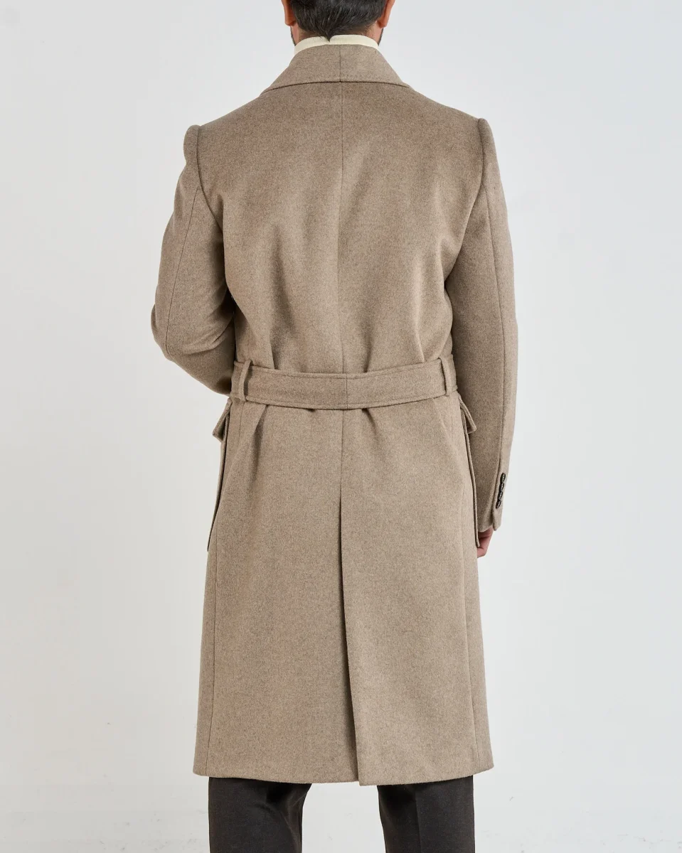 Cappotto Doppiopetto con Rever a Scialle Beige - immagine 5