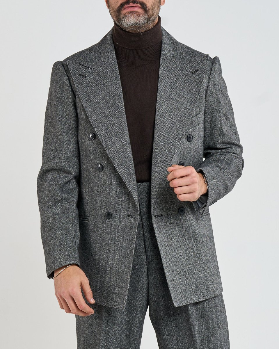 Giacca Jocket in Flanella Spigato Grigio Madonna Di Campiglio - immagine 3