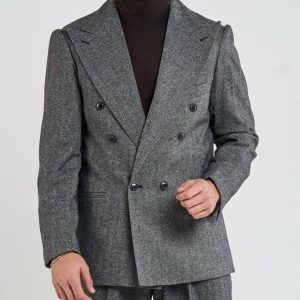 Giacca Jocket in Flanella Spigato Grigio Madonna Di Campiglio