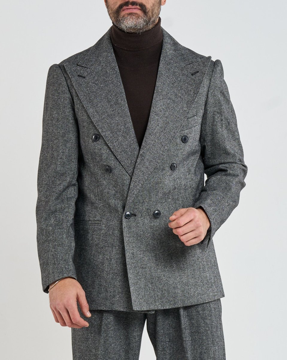 Giacca Jocket in Flanella Spigato Grigio Madonna Di Campiglio