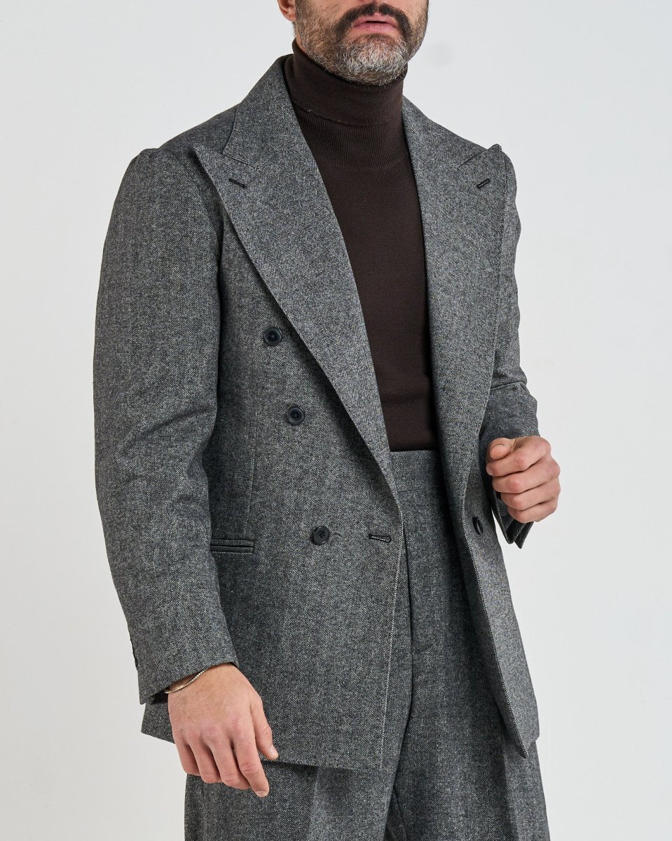 Giacca Jocket in Flanella Spigato Grigio Madonna Di Campiglio - immagine 4