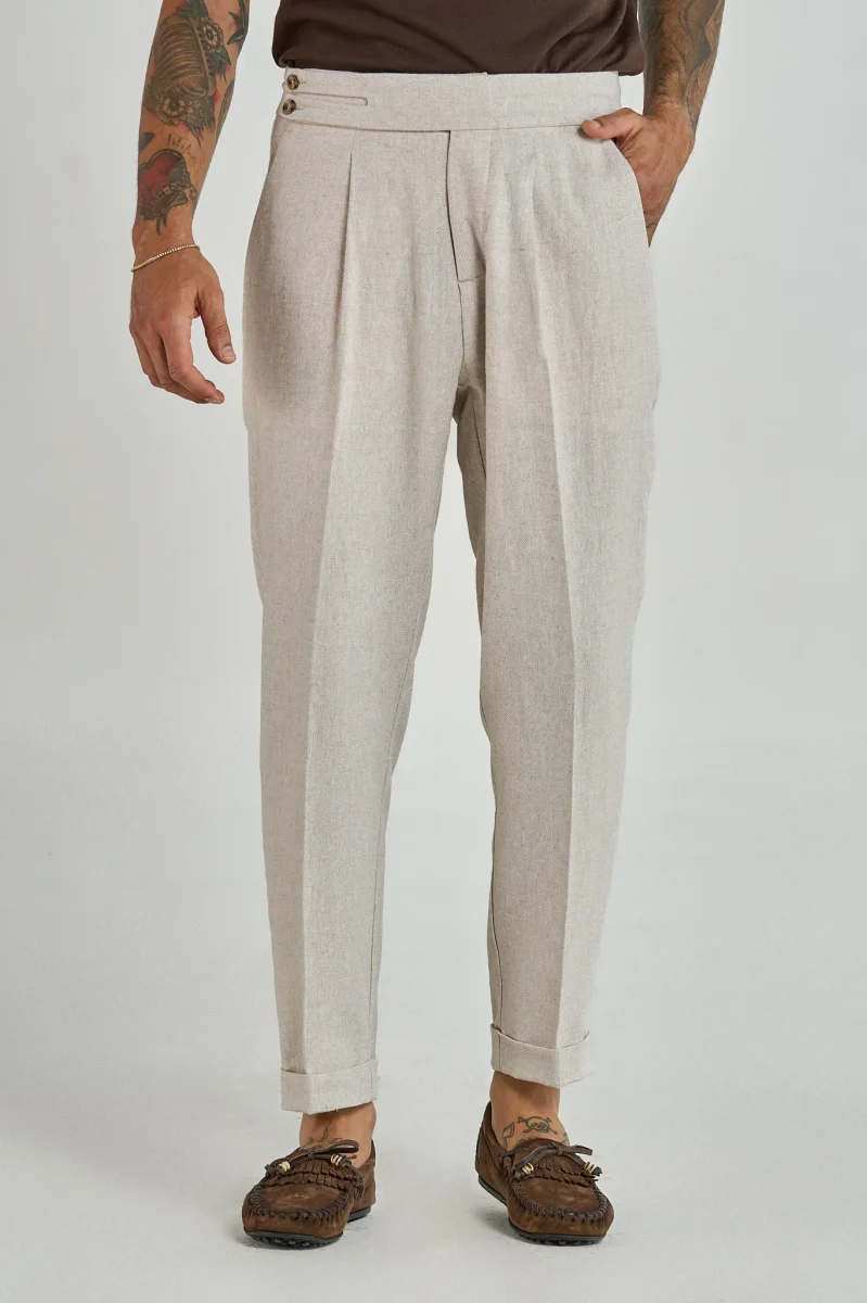 Pantalone Biforcato in Lino Naturale - immagine 2