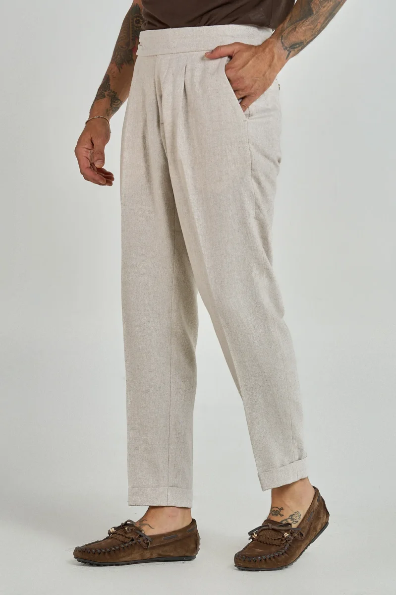 Pantalone Biforcato in Lino Naturale - immagine 3