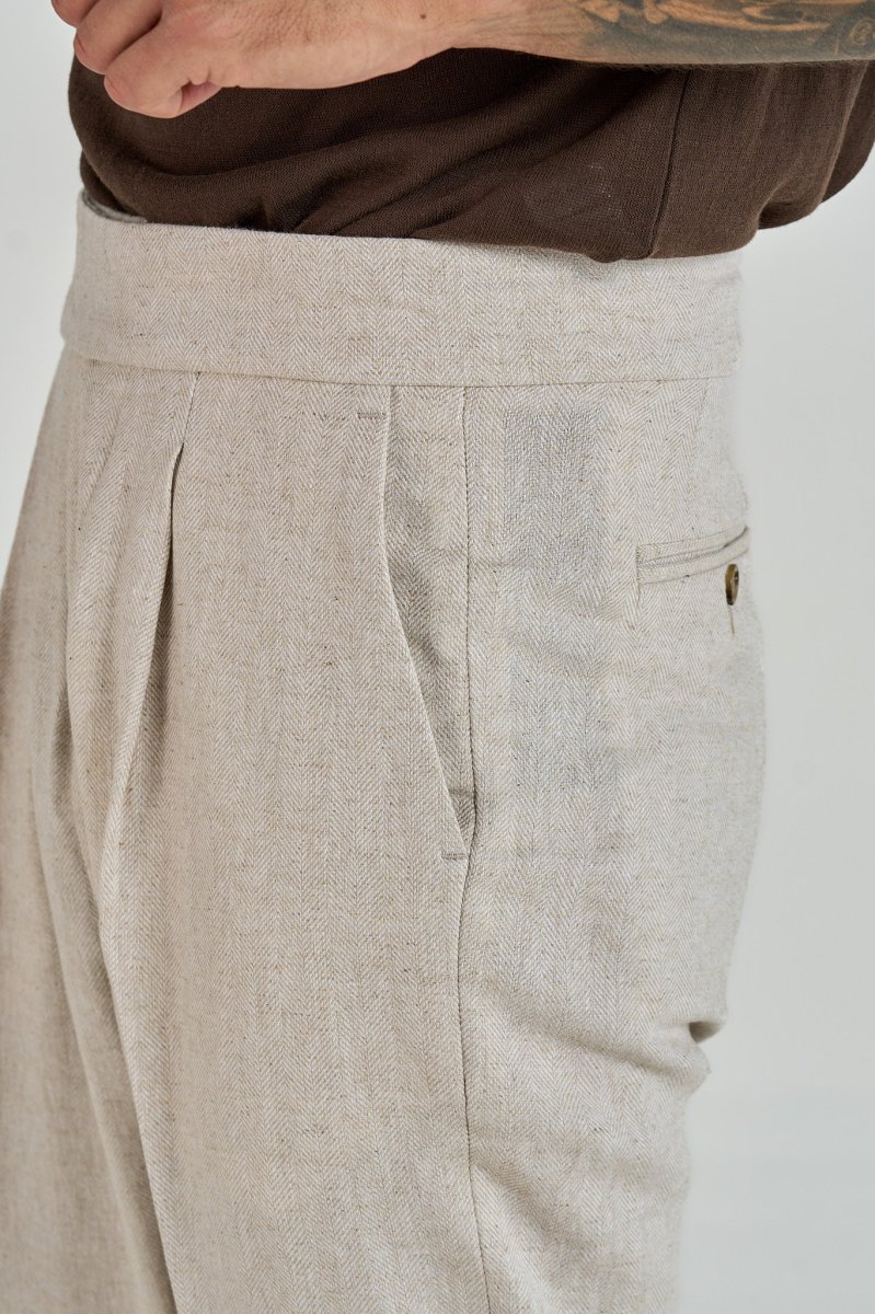 Pantalone Biforcato in Lino Naturale - immagine 6