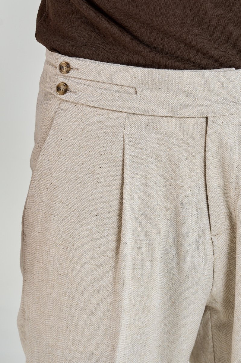 Pantalone Biforcato in Lino Naturale - immagine 5