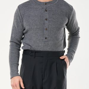 Maglia Henley Knit Grigio
