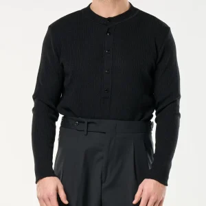 Maglia Henley Knit Nera