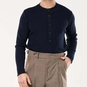 Maglia Henley Knit Blu