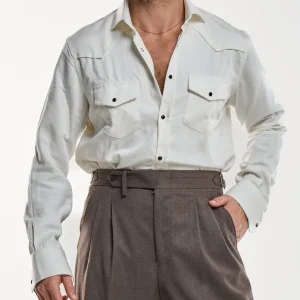 Camicia Texana in Bull Bianca