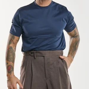 T-Shirt Regolare Filo di Scozia Blu