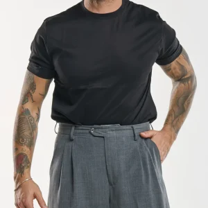 T-Shirt Regolare Filo di Scozia Nera