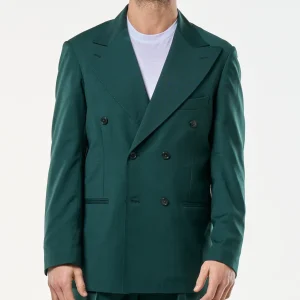 Giacca Doppiopetto Abbottonatura Centrale con Rever a Lancia Verde Smeraldo Miami