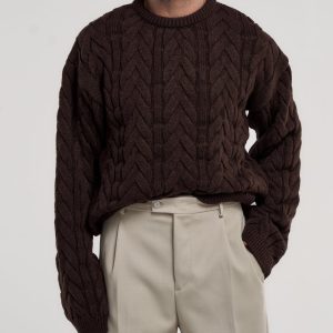 Maglione Treccia Girocollo Moro