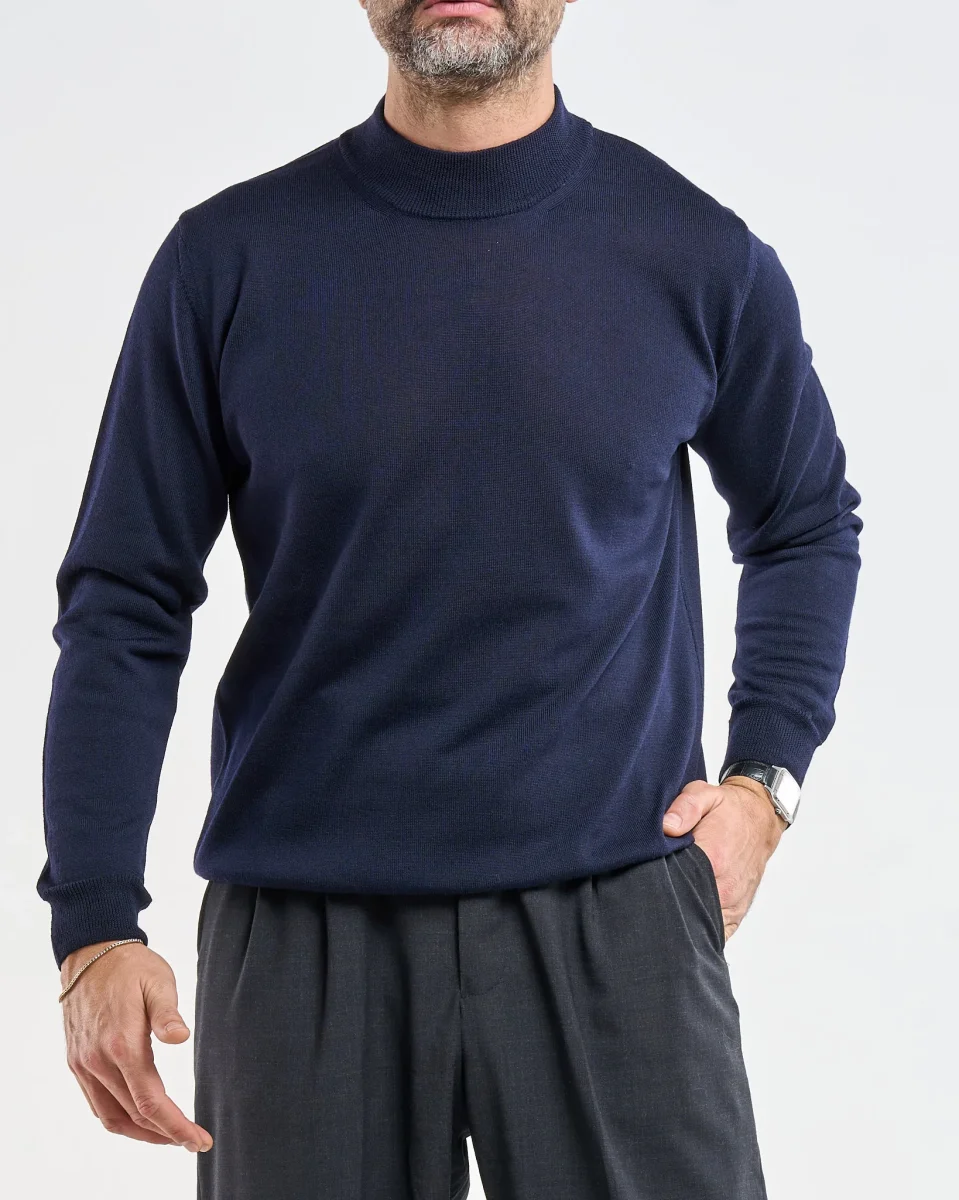 Mezzocollo in 100% Lana Merinos Blu - immagine 6