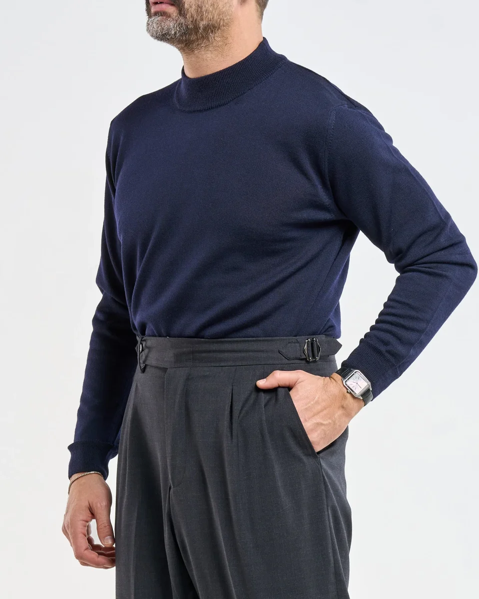 Mezzocollo in 100% Lana Merinos Blu - immagine 5