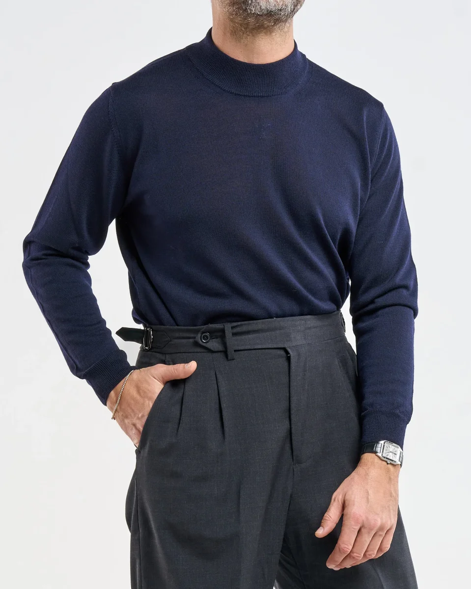 Mezzocollo in 100% Lana Merinos Blu - immagine 3