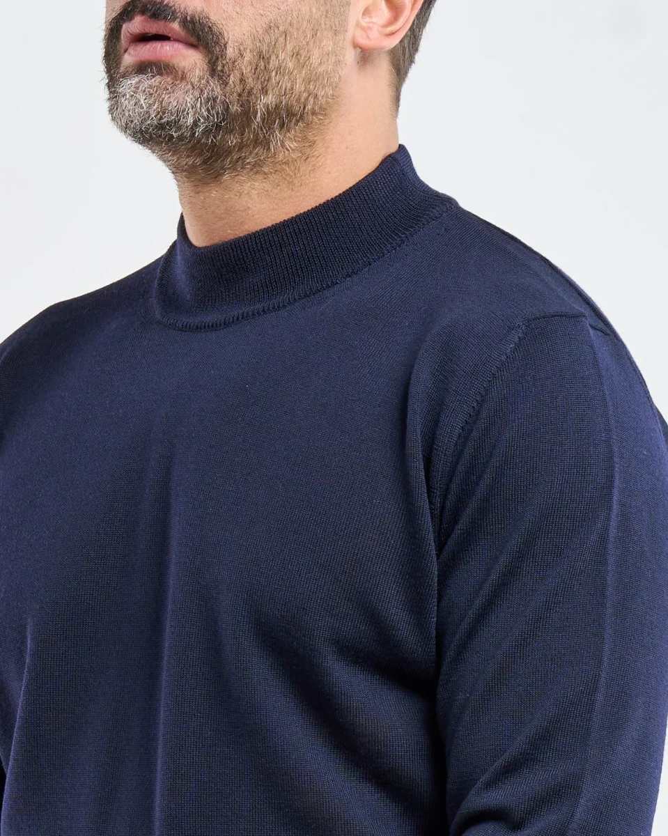 Mezzocollo in 100% Lana Merinos Blu - immagine 7