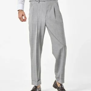 Pantalone Fondo Ampio e Fibbie Laterali Grigio Wall Street