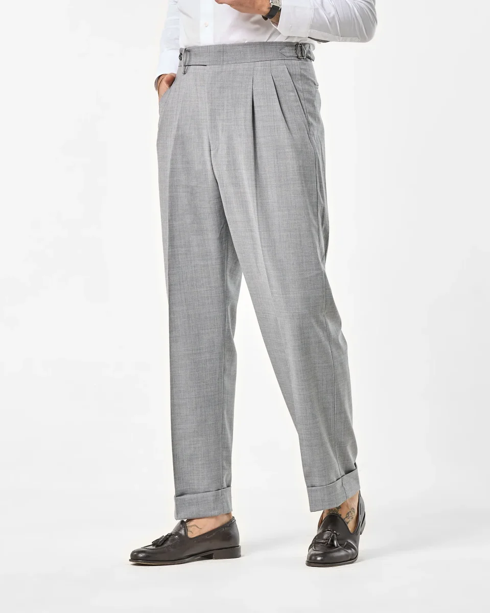 Pantalone Fondo Ampio e Fibbie Laterali Grigio Wall Street - immagine 3