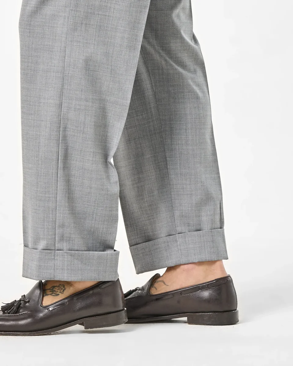 Pantalone Fondo Ampio e Fibbie Laterali Grigio Wall Street - immagine 6