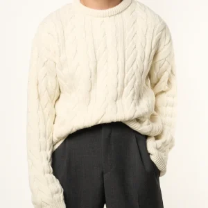 Maglione Treccia Girocollo Panna