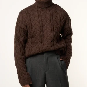 Maglione Treccia Collo Alto Testa di Moro