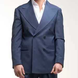 Giacca Doppiopetto Abbottonatura Centrale con Rever a Lancia Indaco St.Barth