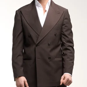 Giacca Doppiopetto Abbottonatura Centrale con Rever a Lancia Testa di moro Siena